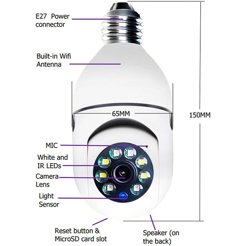 🔒 Cámara de Seguridad Inteligente 360° con WiFi